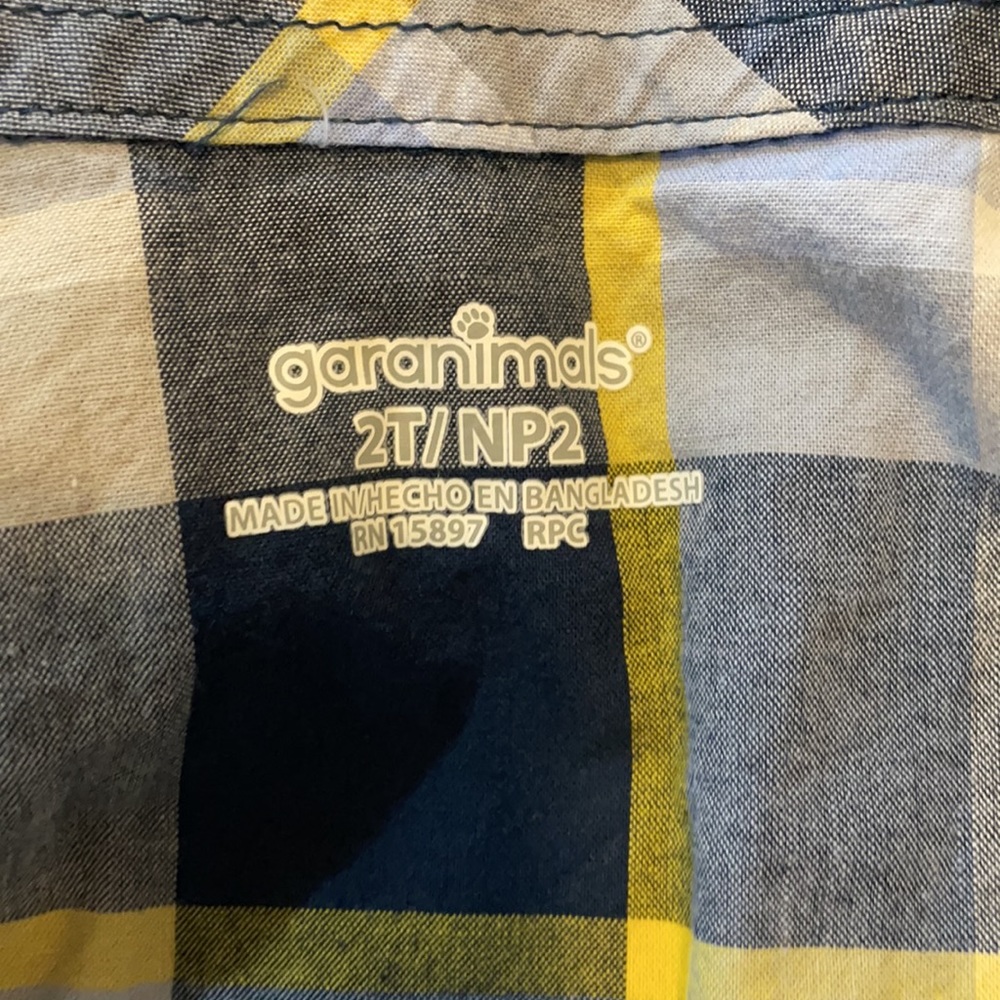 2T Blue and yellow Button Up - Picture 2 of 2